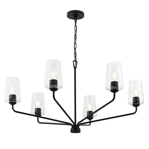 Progress Lighting 94400444031 Celino Collection 6-Light Large Chandelier Black With Clear Glass Shades (P400444-031)