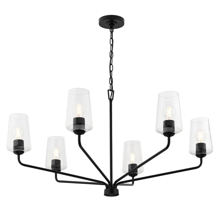 Progress Lighting 94400444031 Celino Collection 6-Light Large Chandelier Black With Clear Glass Shades (P400444-031)