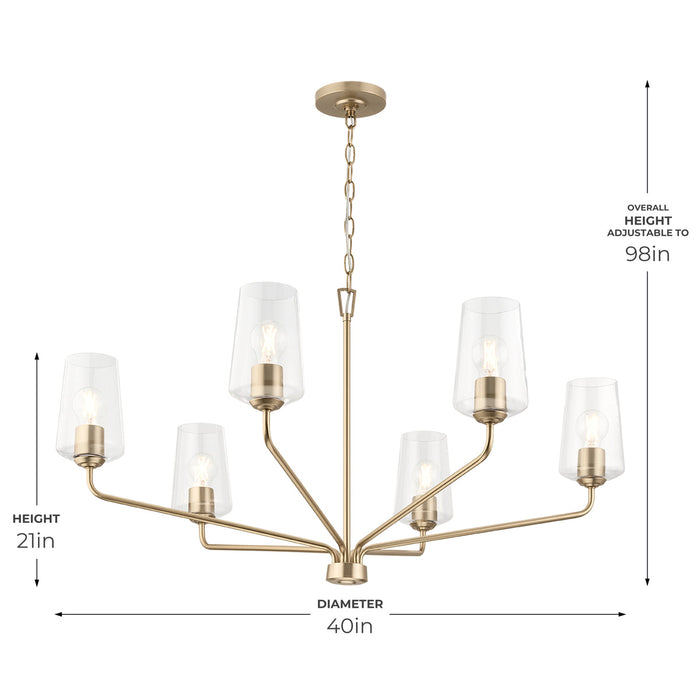 Progress Lighting 94400444177 Celino Collection 6-Light Large Chandelier Champagne Bronze With Clear Glass Shades (P400444-177)