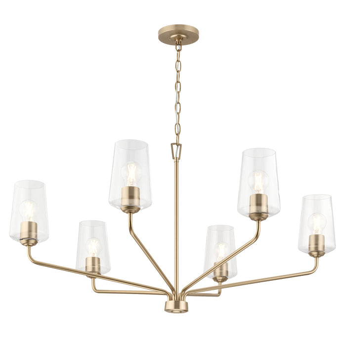 Progress Lighting 94400444177 Celino Collection 6-Light Large Chandelier Champagne Bronze With Clear Glass Shades (P400444-177)