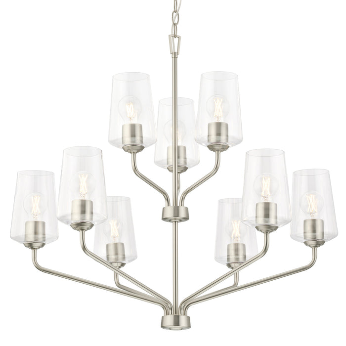 Progress Lighting 94400445009 Celino Collection 9-Light 2-Tier Chandelier Brushed Nickel With Clear Glass Shades (P400445-009)