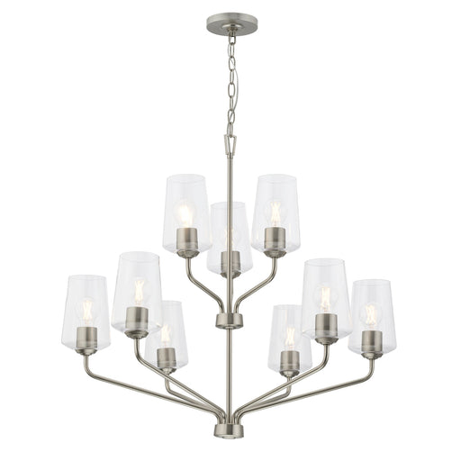Progress Lighting 94400445009 Celino Collection 9-Light 2-Tier Chandelier Brushed Nickel With Clear Glass Shades (P400445-009)