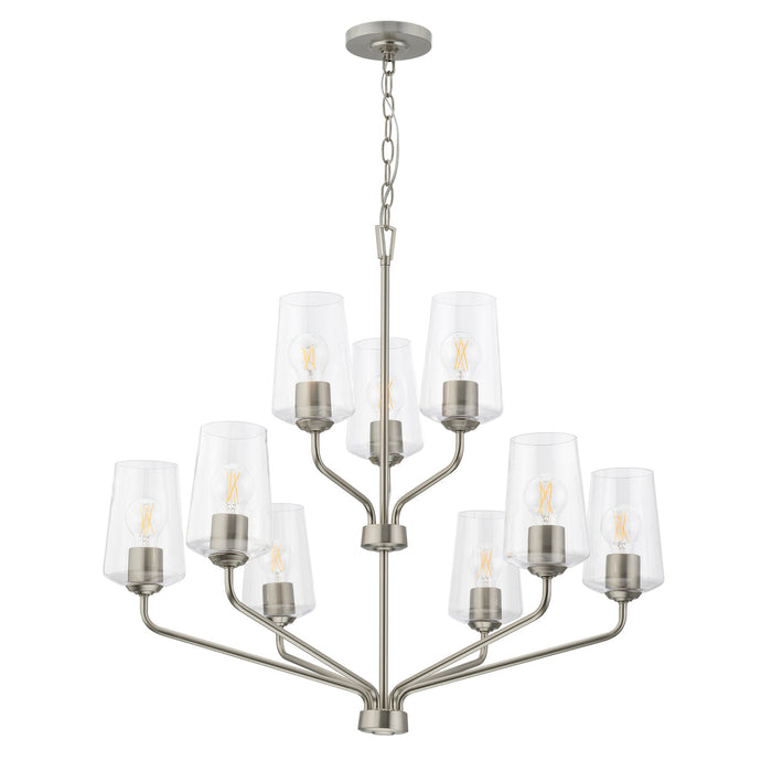 Progress Lighting 94400445009 Celino Collection 9-Light 2-Tier Chandelier Brushed Nickel With Clear Glass Shades (P400445-009)