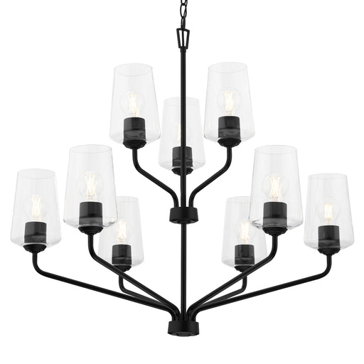 Progress Lighting 94400445031 Celino Collection 9-Light 2-Tier Chandelier Black With Clear Glass Shades (P400445-031)