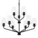 Progress Lighting 94400445031 Celino Collection 9-Light 2-Tier Chandelier Black With Clear Glass Shades (P400445-031)