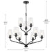 Progress Lighting 94400445031 Celino Collection 9-Light 2-Tier Chandelier Black With Clear Glass Shades (P400445-031)