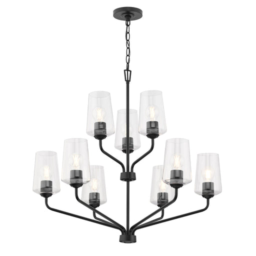 Progress Lighting 94400445031 Celino Collection 9-Light 2-Tier Chandelier Black With Clear Glass Shades (P400445-031)
