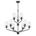 Progress Lighting 94400445031 Celino Collection 9-Light 2-Tier Chandelier Black With Clear Glass Shades (P400445-031)