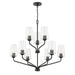 Progress Lighting 94400445031 Celino Collection 9-Light 2-Tier Chandelier Black With Clear Glass Shades (P400445-031)