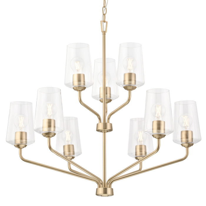 Progress Lighting 94400445177 Celino Collection 9-Light 2-Tier Chandelier Champagne Bronze With Clear Glass Shades (P400445-177)