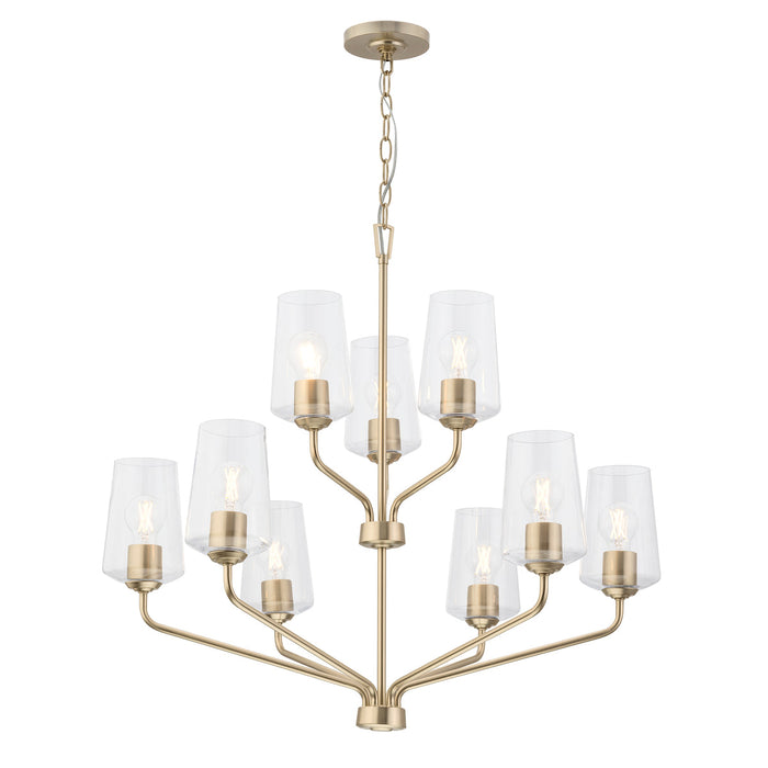 Progress Lighting 94400445177 Celino Collection 9-Light 2-Tier Chandelier Champagne Bronze With Clear Glass Shades (P400445-177)