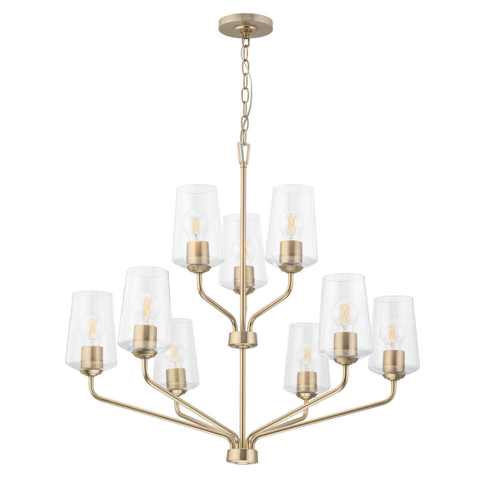 Progress Lighting 94400445177 Celino Collection 9-Light 2-Tier Chandelier Champagne Bronze With Clear Glass Shades (P400445-177)