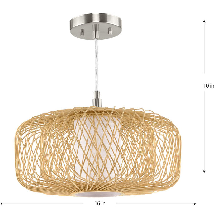 Progress Lighting Cordova Collection One-Light Pendant Natural Rattan (P500396-201)