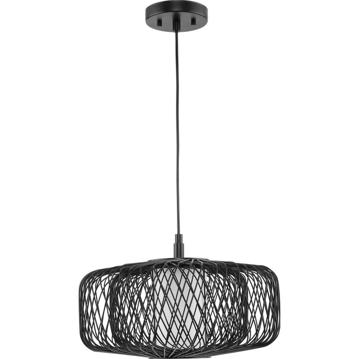 Progress Lighting Cordova Collection One-Light Pendant Black Rattan (P500396-202)