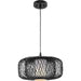 Progress Lighting Cordova Collection One-Light Pendant Black Rattan (P500396-202)