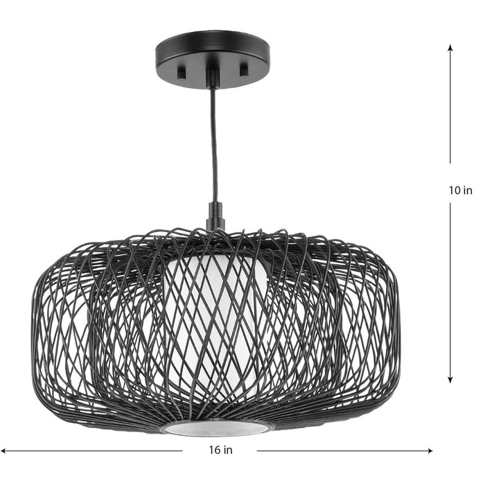 Progress Lighting Cordova Collection One-Light Pendant Black Rattan (P500396-202)