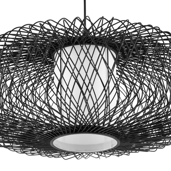 Progress Lighting Cordova Collection One-Light Pendant Black Rattan (P500397-202)