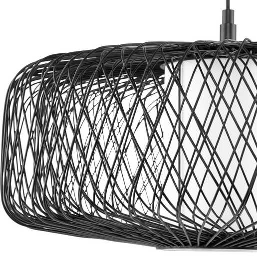 Progress Lighting Cordova Collection One-Light Pendant Black Rattan (P500397-202)