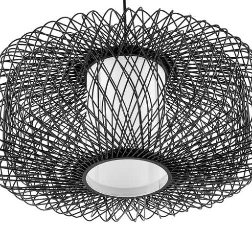 Progress Lighting Cordova Collection One-Light Pendant Black Rattan (P500397-202)