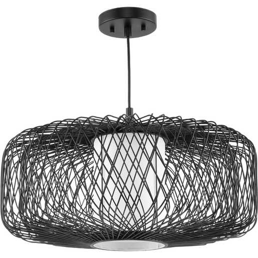 Progress Lighting Cordova Collection One-Light Pendant Black Rattan (P500397-202)