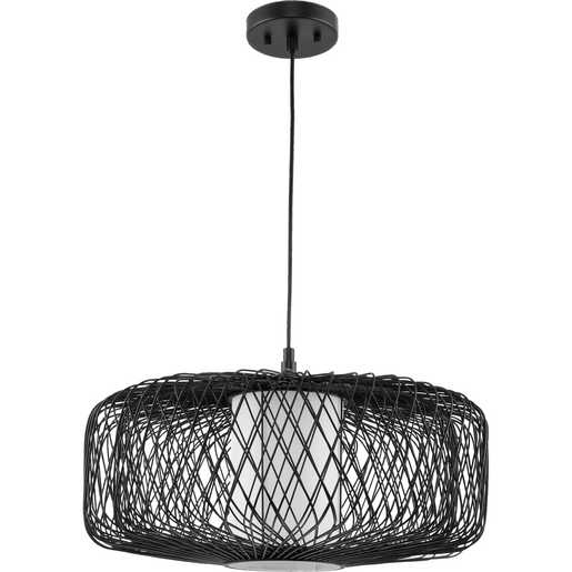 Progress Lighting Cordova Collection One-Light Pendant Black Rattan (P500397-202)