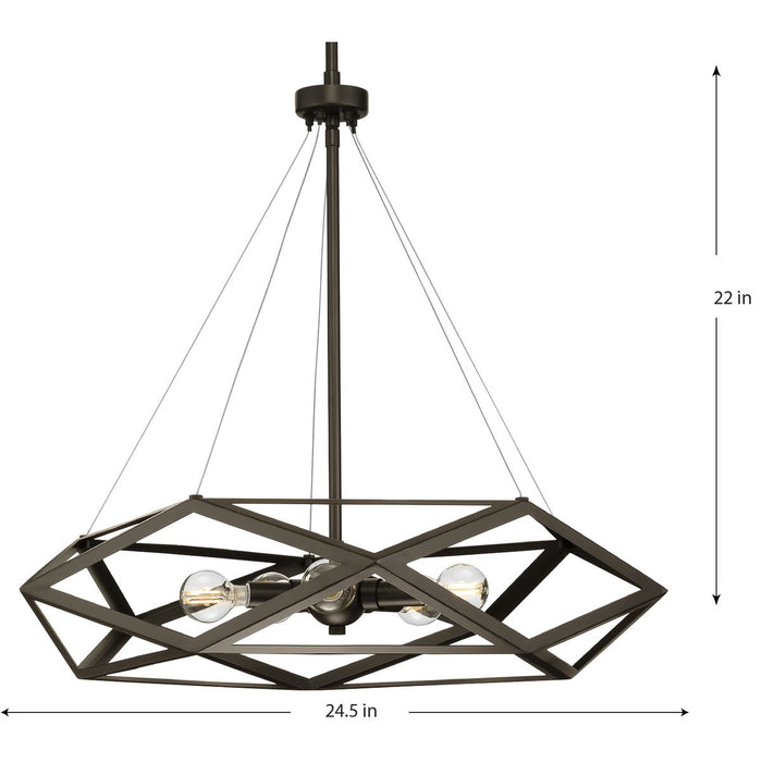 Progress Lighting Saucedo Collection Five-Light Pendant Architectural Bronze (P500422-129)