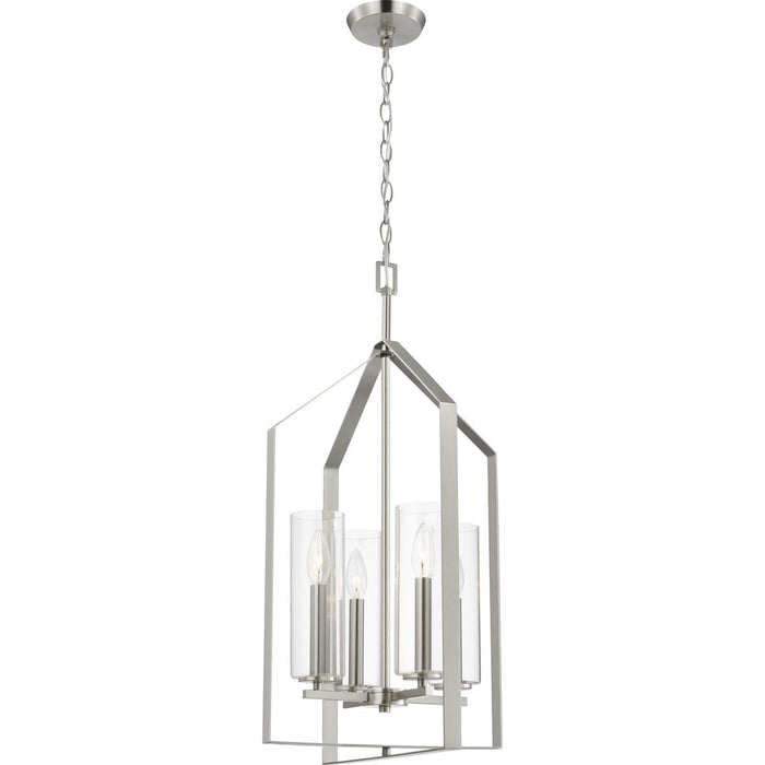 Progress Lighting Vertex Collection Four-Light Foyer Fixture Brushed Nickel (P500432-009)