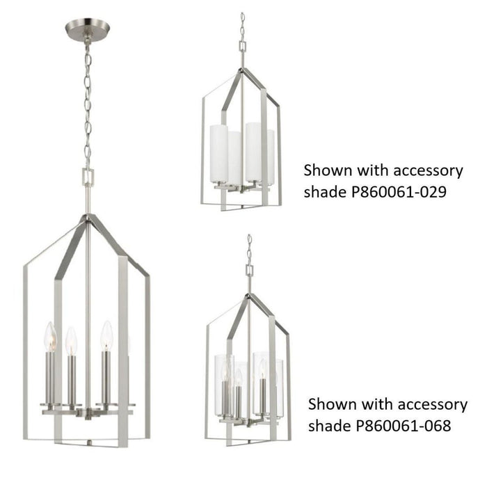 Progress Lighting Vertex Collection Four-Light Foyer Fixture Brushed Nickel (P500432-009)