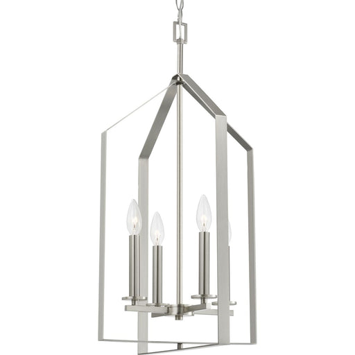 Progress Lighting Vertex Collection Four-Light Foyer Fixture Brushed Nickel (P500432-009)