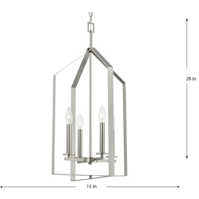 Progress Lighting Vertex Collection Four-Light Foyer Fixture Brushed Nickel (P500432-009)