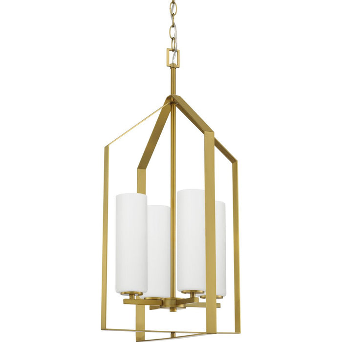 Progress Lighting Vertex Collection Four-Light Foyer Fixture Brushed Gold (P500432-191)