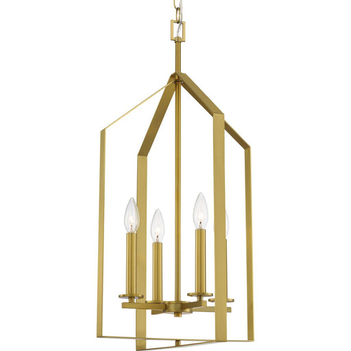 Progress Lighting Vertex Collection Four-Light Foyer Fixture Brushed Gold (P500432-191)