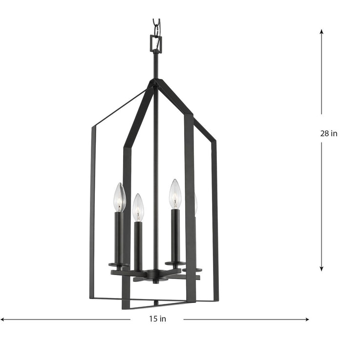 Progress Lighting Vertex Collection Four-Light Foyer Fixture Matte Black (P500432-31M)