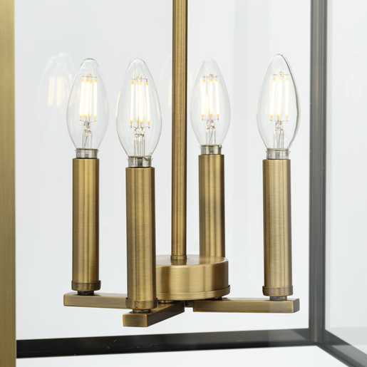 Progress Lighting Hillcrest Collection Four-Light Foyer Fixture Vintage Brass (P500440-163)