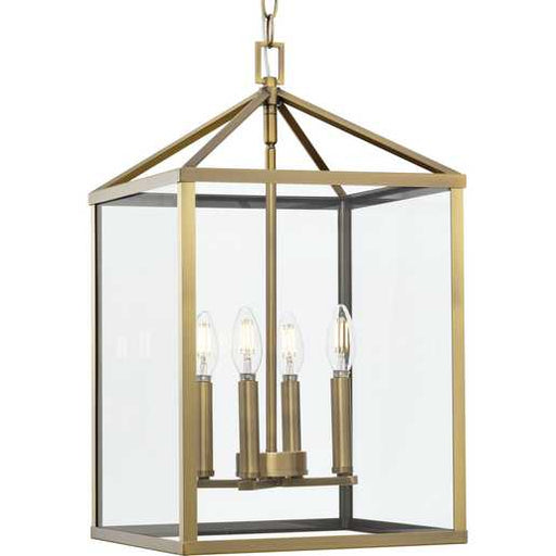 Progress Lighting Hillcrest Collection Four-Light Foyer Fixture Vintage Brass (P500440-163)