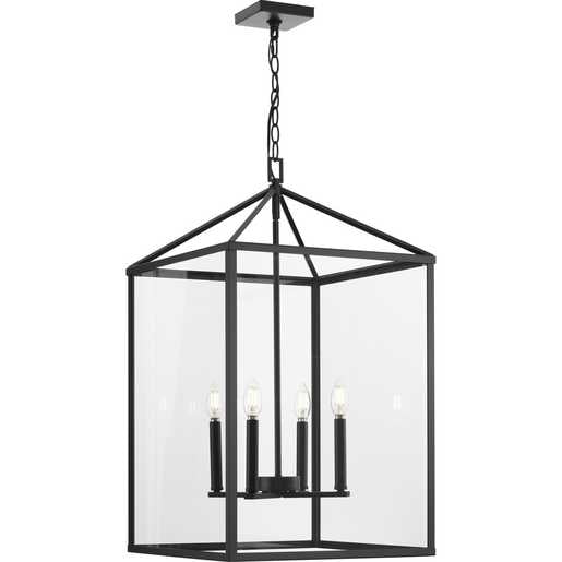 Progress Lighting Hillcrest Collection Four-Light Foyer Fixture Matte Black (P500441-31M)