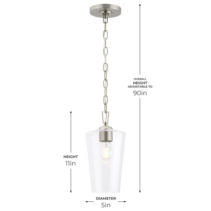 Progress Lighting 94500506009 Celino Collection 1-Light Mini-Pendant Brushed Nickel With Clear Glass Shade (P500506-009)