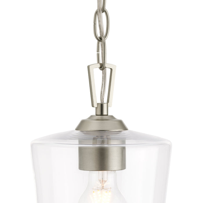 Progress Lighting 94500506009 Celino Collection 1-Light Mini-Pendant Brushed Nickel With Clear Glass Shade (P500506-009)