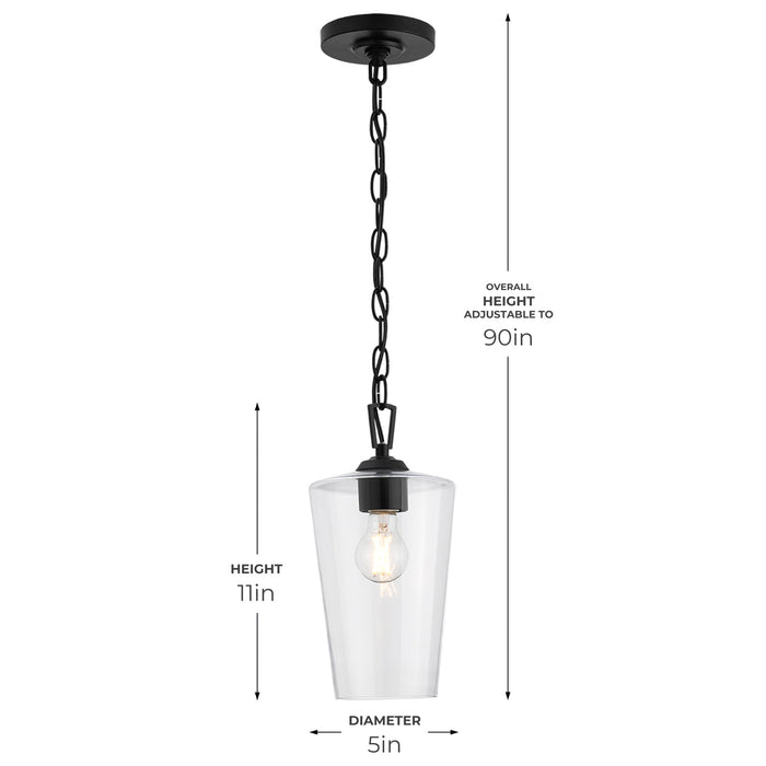 Progress Lighting 94500506031 Celino Collection 1-Light Mini-Pendant Black With Clear Glass Shade (P500506-031)