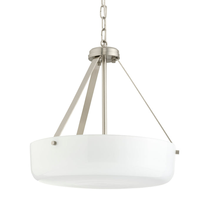 Progress Lighting 94500507009 Lieon Collection 3-Light Semi-Flush Convertible Light Brushed Nickel With White Glass Shade (P500507-009)