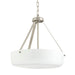 Progress Lighting 94500507009 Lieon Collection 3-Light Semi-Flush Convertible Light Brushed Nickel With White Glass Shade (P500507-009)