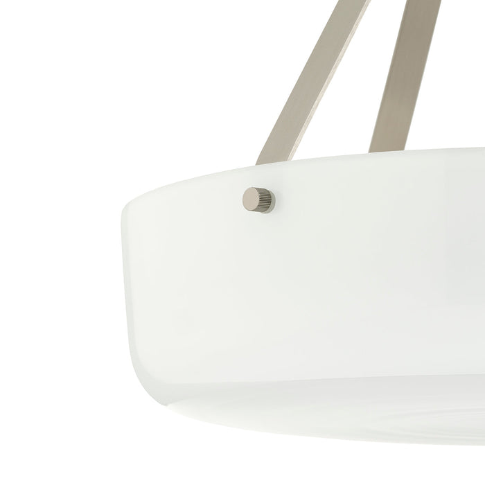 Progress Lighting 94500507009 Lieon Collection 3-Light Semi-Flush Convertible Light Brushed Nickel With White Glass Shade (P500507-009)