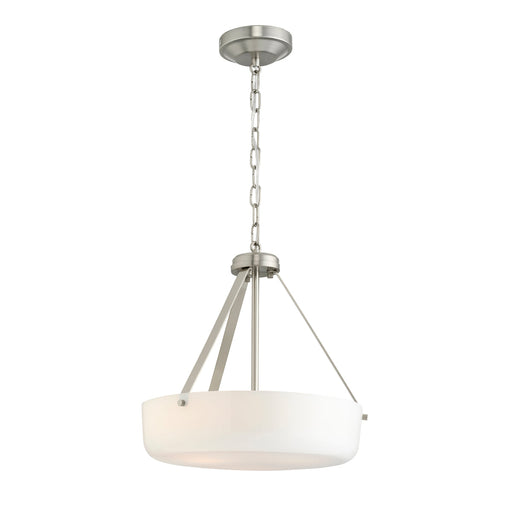 Progress Lighting 94500507009 Lieon Collection 3-Light Semi-Flush Convertible Light Brushed Nickel With White Glass Shade (P500507-009)