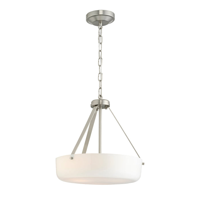 Progress Lighting 94500507009 Lieon Collection 3-Light Semi-Flush Convertible Light Brushed Nickel With White Glass Shade (P500507-009)
