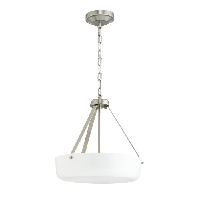 Progress Lighting 94500507009 Lieon Collection 3-Light Semi-Flush Convertible Light Brushed Nickel With White Glass Shade (P500507-009)