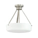 Progress Lighting 94500507009 Lieon Collection 3-Light Semi-Flush Convertible Light Brushed Nickel With White Glass Shade (P500507-009)