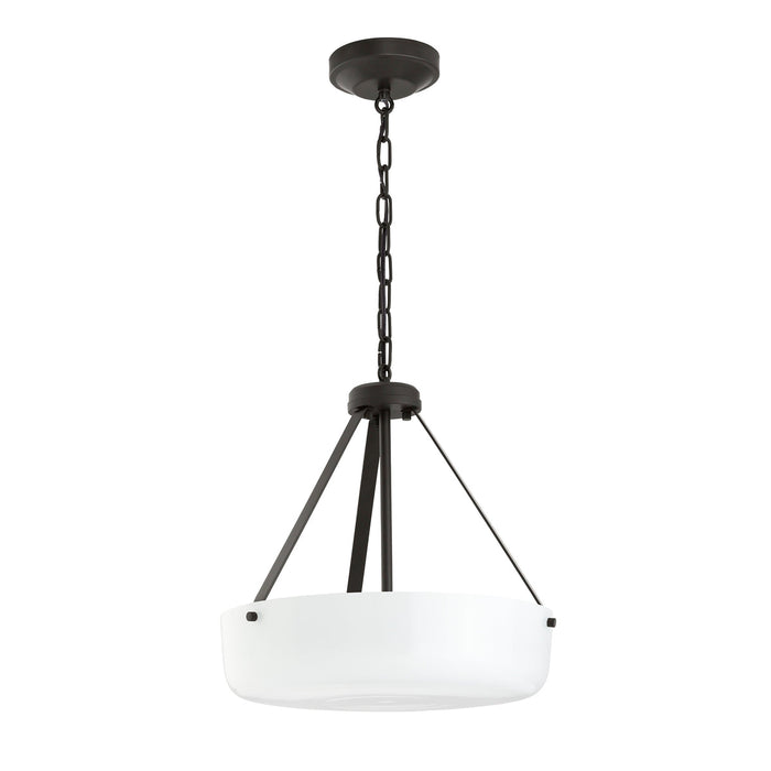 Progress Lighting 94500507020 Lieon Collection 3-Light Semi-Flush Convertible Light Antique Bronze With White Glass Shade (P500507-020)