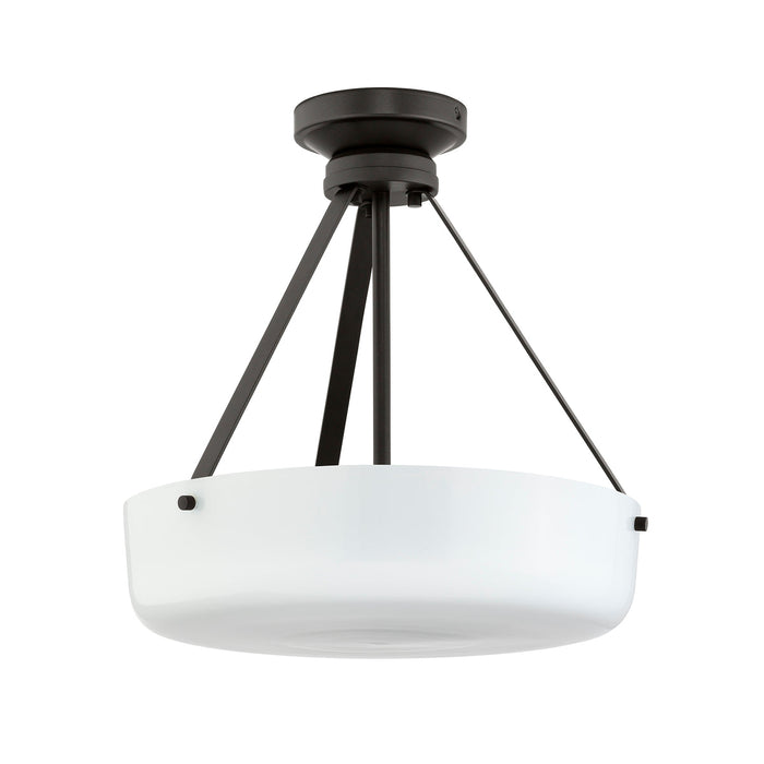 Progress Lighting 94500507020 Lieon Collection 3-Light Semi-Flush Convertible Light Antique Bronze With White Glass Shade (P500507-020)
