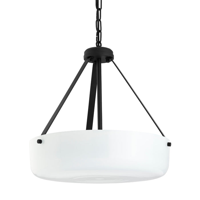 Progress Lighting 94500507031 Lieon Collection 3-Light Semi-Flush Convertible Light Black With White Glass Shade (P500507-031)