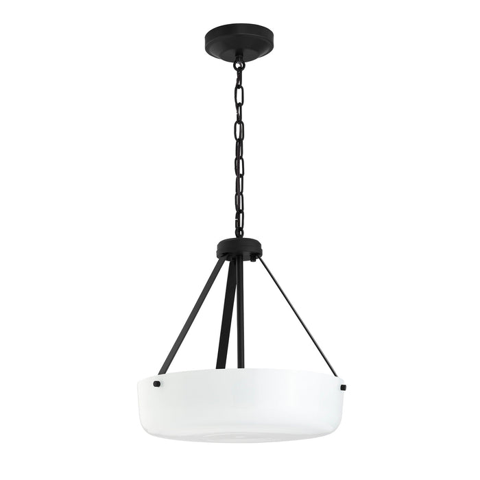 Progress Lighting 94500507031 Lieon Collection 3-Light Semi-Flush Convertible Light Black With White Glass Shade (P500507-031)
